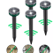 Solar Powered Ultrasonic Mole Repellent Stakes Waterproof Animal Pest Deterrent For Gophers Mice Sn 3
