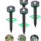 Solar Powered Ultrasonic Mole Repellent Stakes Waterproof Animal Pest Deterrent For Gophers Mice Sn 3