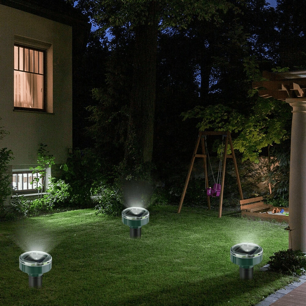 Solar Powered Ultrasonic Mole Repellent Stakes Waterproof Animal Pest Deterrent For Gophers Mice Sn 10