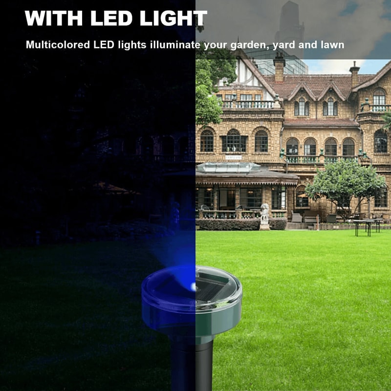 Solar Powered Ultrasonic Mole Repellent Stakes Waterproof Animal Pest Deterrent For Gophers Mice Sn 8