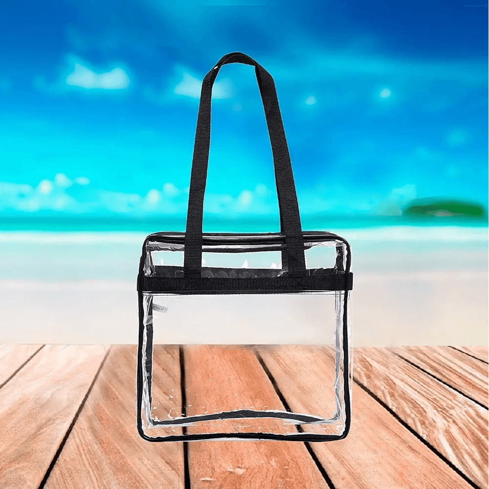 2x Clear PVC Tote Bag Women Large Transparent Handbag Zip Purse Stadium Security 9