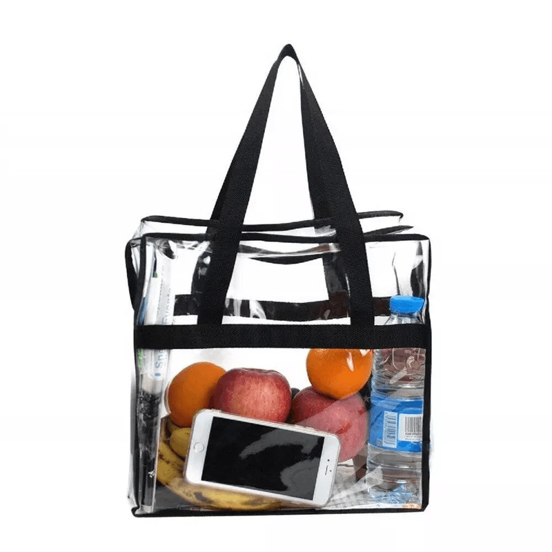 2x Clear PVC Tote Bag Women Large Transparent Handbag Zip Purse Stadium Security 5