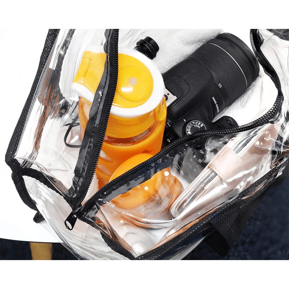 2x Clear PVC Tote Bag Women Large Transparent Handbag Zip Purse Stadium Security 3