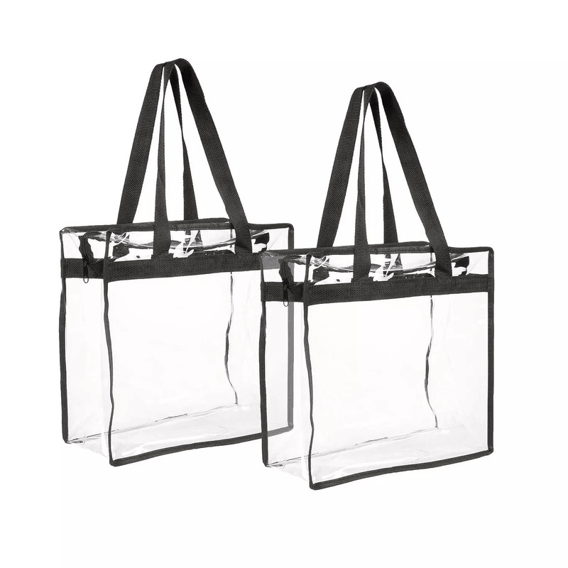 2x Clear PVC Tote Bag Women Large Transparent Handbag Zip Purse Stadium Security 7