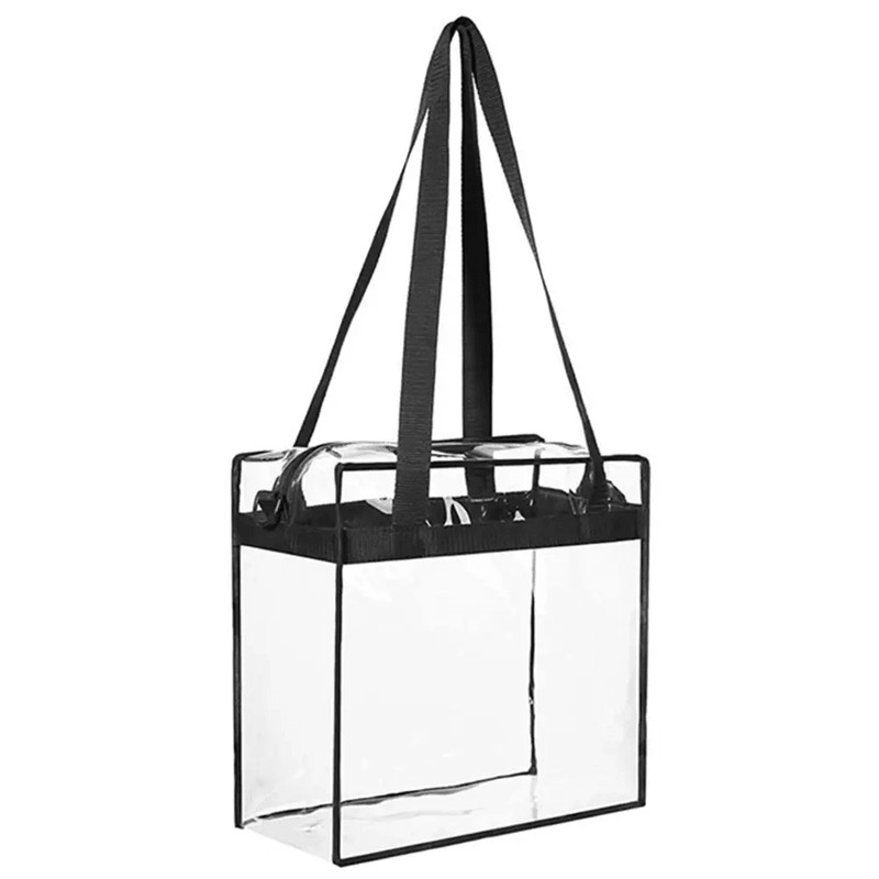 2x Clear PVC Tote Bag Women Large Transparent Handbag Zip Purse Stadium Security 8