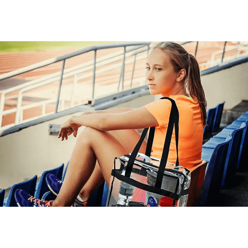 2x Clear PVC Tote Bag Women Large Transparent Handbag Zip Purse Stadium Security 1