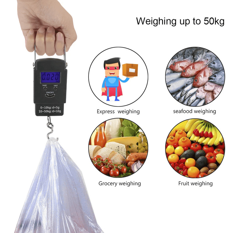 Portable Fish Scale Travel LCD Digital Hanging Luggage Scale 50kg Electronic Weight Hook For Fishin 3