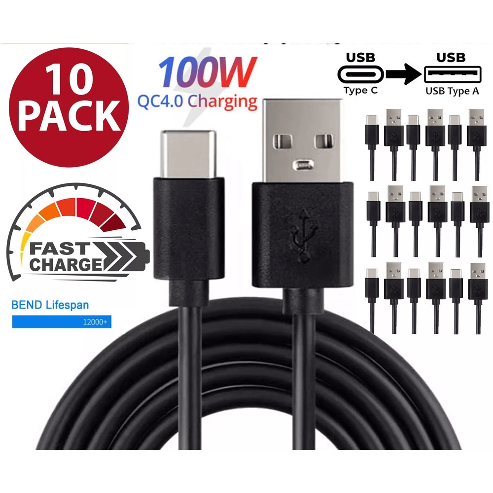 Bulk Wholesale USBA To Type C Charging Cable Pack Fast Charge Cord With Quick Charger Support For A 0