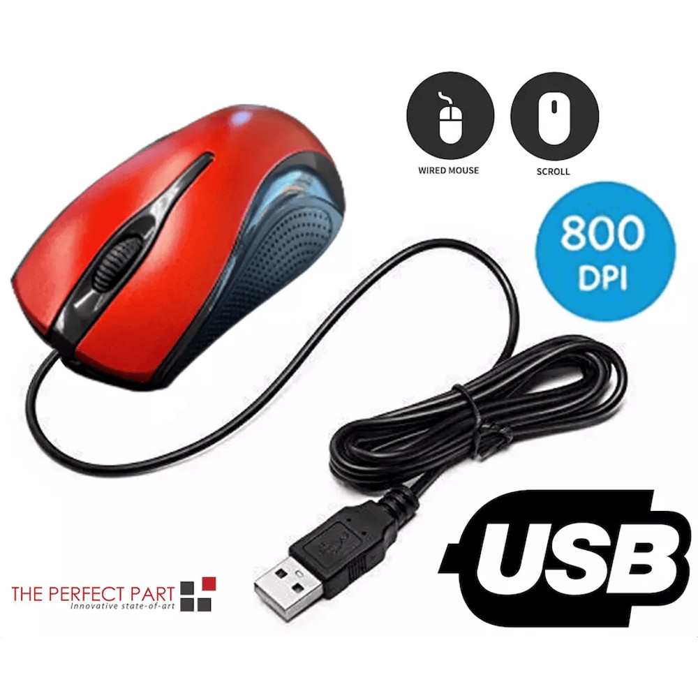 USB 20 Optical Wired Mouse With Silent Scroll Wheel For PC Laptop Notebook Desktop Ergonomic Red Mi 0