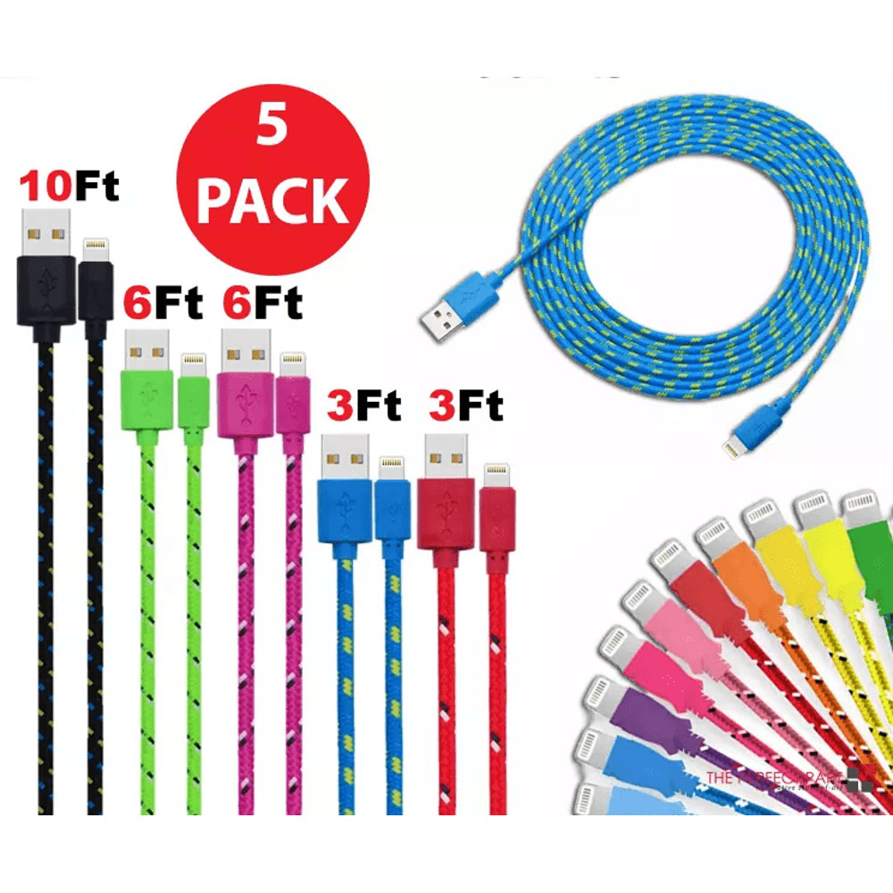 Heavy Duty Pack IPhone Charging Cables Nylon Braided USB Charger Cord For Apple IPhoneiPad Fast Cha 0