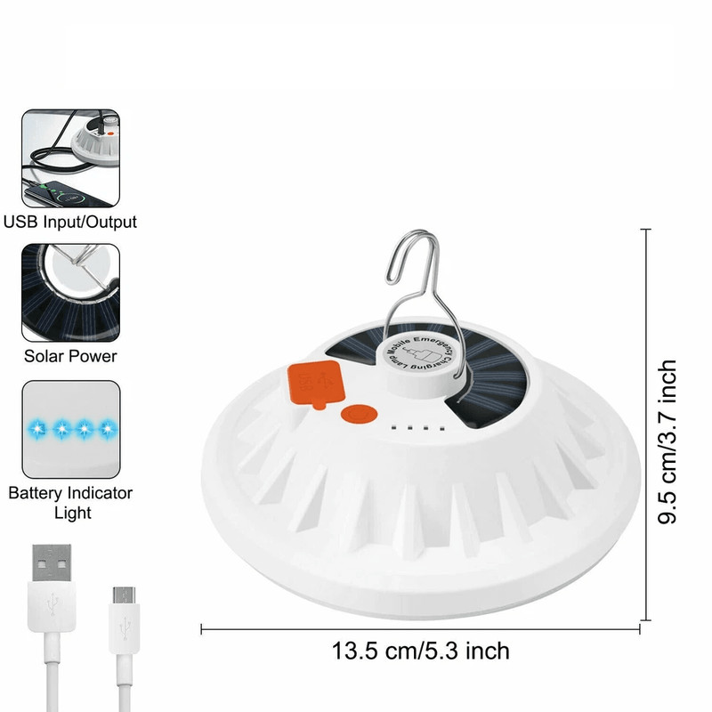 Rechargeable LED Outdoor Camping Tent Light USB  Solar Powered Lantern Lamp For Hiking Emergency An 10