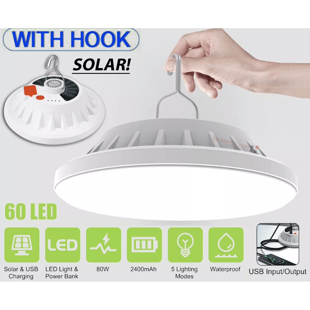 Rechargeable LED Outdoor Camping Tent Light USB  Solar Powered Lantern Lamp For Hiking Emergency An 0