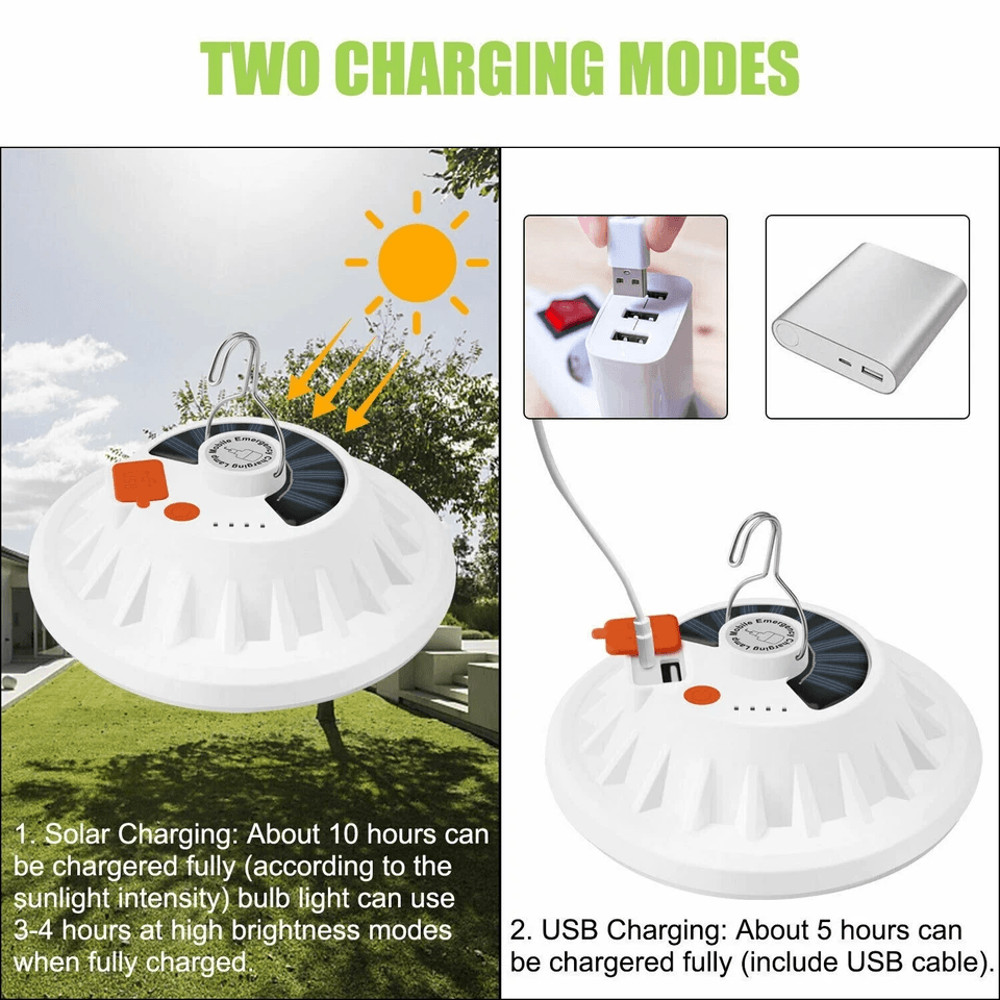 Rechargeable LED Outdoor Camping Tent Light USB  Solar Powered Lantern Lamp For Hiking Emergency An 2