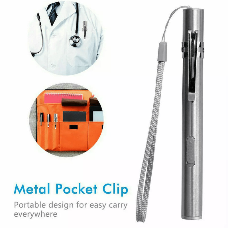 Stainless Steel Torch Pen Light USB Rechargeable LED Mini Tactical Flashlight For Emergency Inspect 9