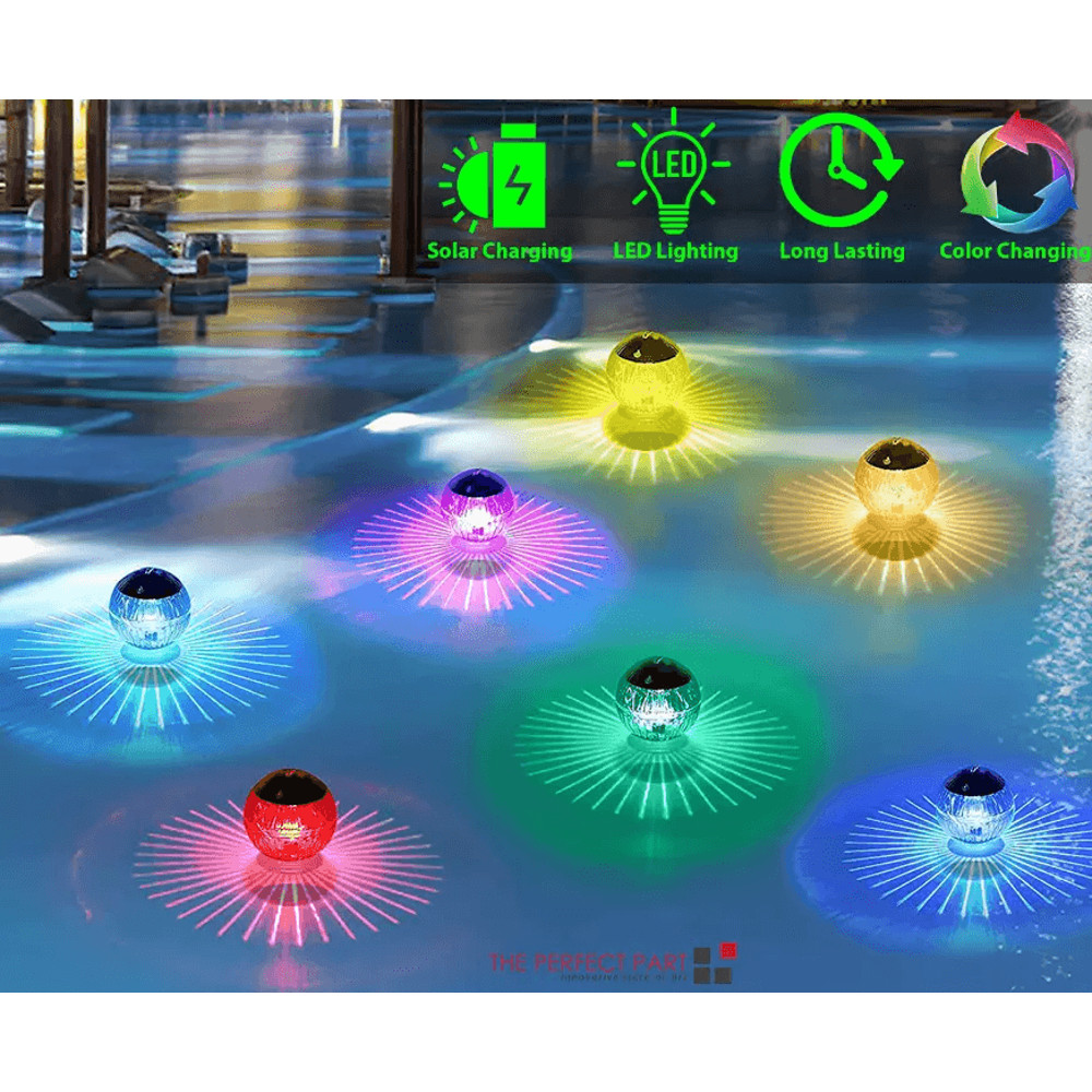 Rotating RGB Outdoor Solar LED Floating Light Waterproof Garden Pond Pool Lamp For Night Lighting 0