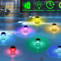 rotating rgb outdoor solar led floating light, waterproof garden pond pool lamp for night lighting & events