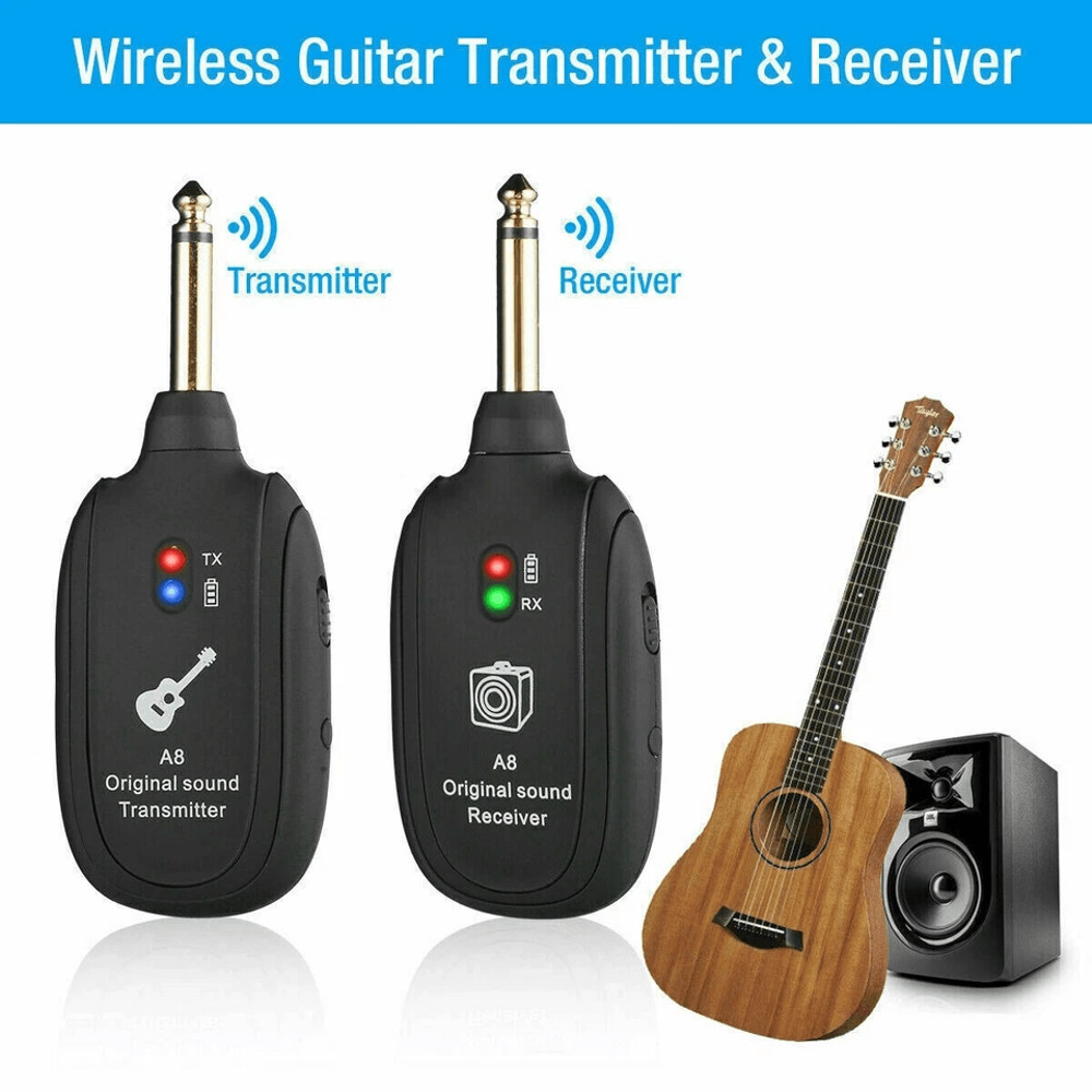 UHF Guitar Wireless System Transmitter And Receiver With Builtin Rechargeable Battery Long Range Pr 2