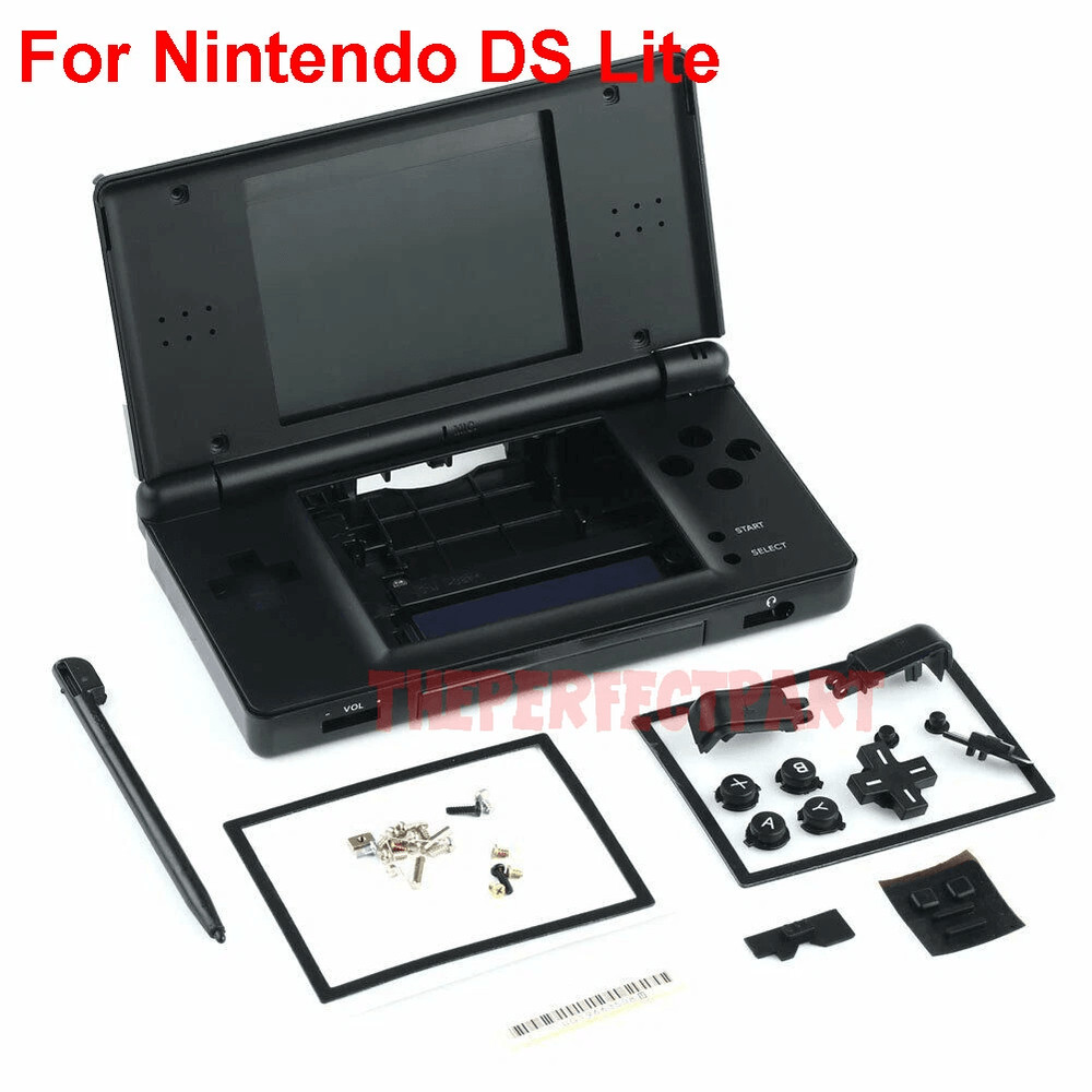Full Replacement Housing Shell Screen Lens Kit For Nintendo DS Lite NDSL Console  Black Repair Case 5
