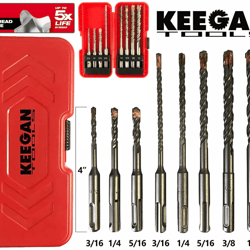 sds plus drill bit set with 4-cutter carbide tip, heavy-duty rotary hammer bits for concrete, masonry, brick, and cement