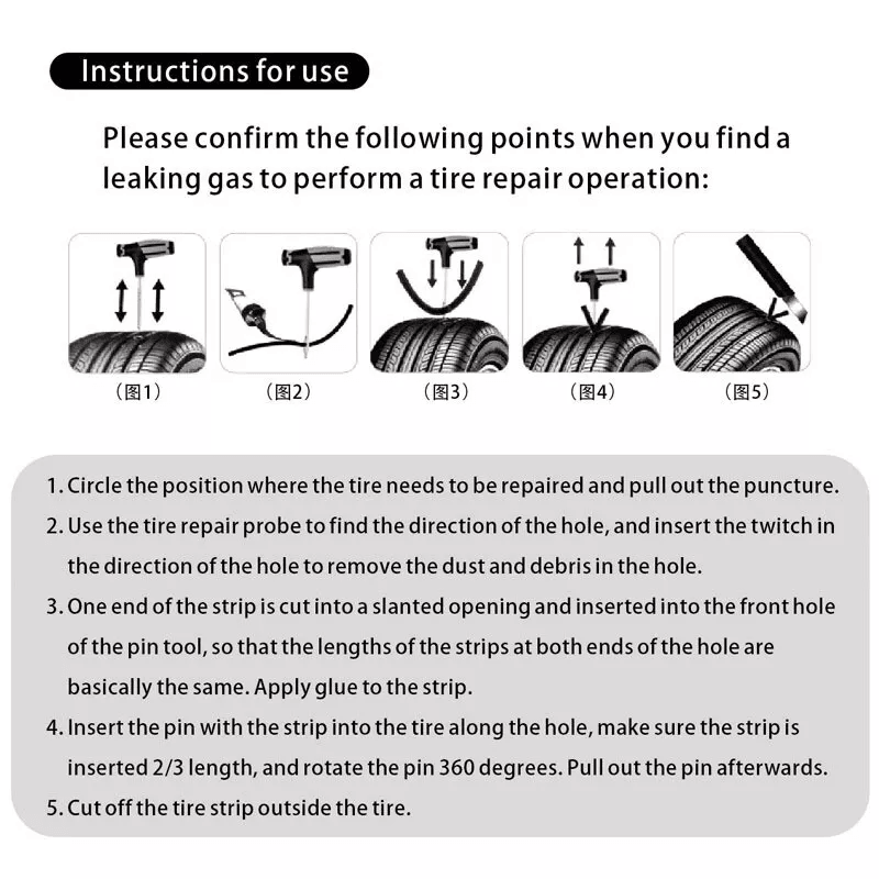 Tire Repair Kit Heavy Duty DIY Flat Tire Plug Patch Set For Car Truck Motorcycle SUV ATV  Home Gara 14