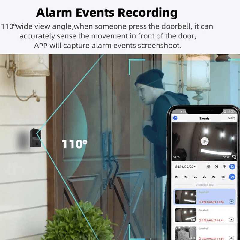 Smart Wireless WiFi Video Doorbell With Intercom HD Camera Night Vision 2Way Audio Chime Home Secu 2