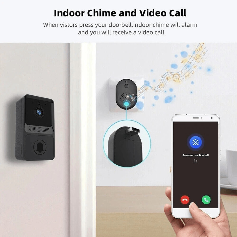 Smart Wireless WiFi Video Doorbell With Intercom HD Camera Night Vision 2Way Audio Chime Home Secu 4