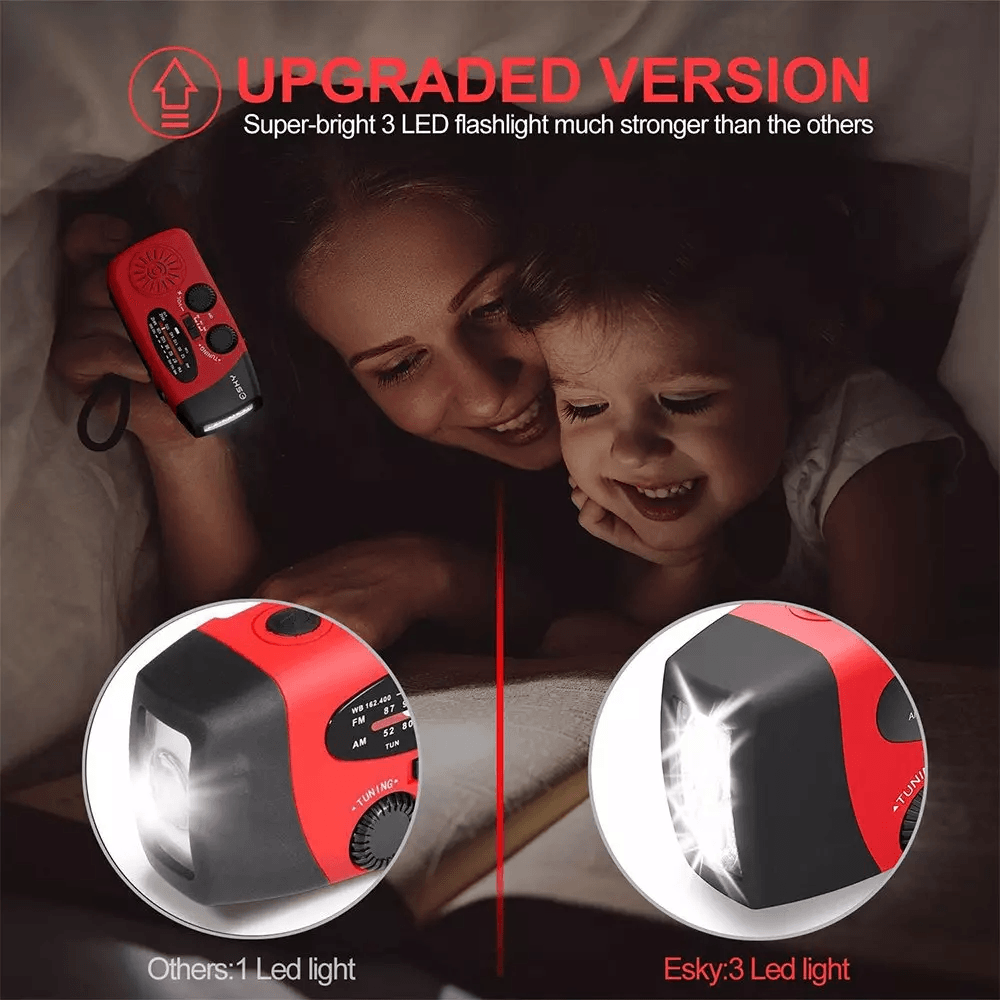 Emergency Radio Crank Solar Hand Weather 1000mAh Power Bank Charger Flashlight Portable Survival G 0