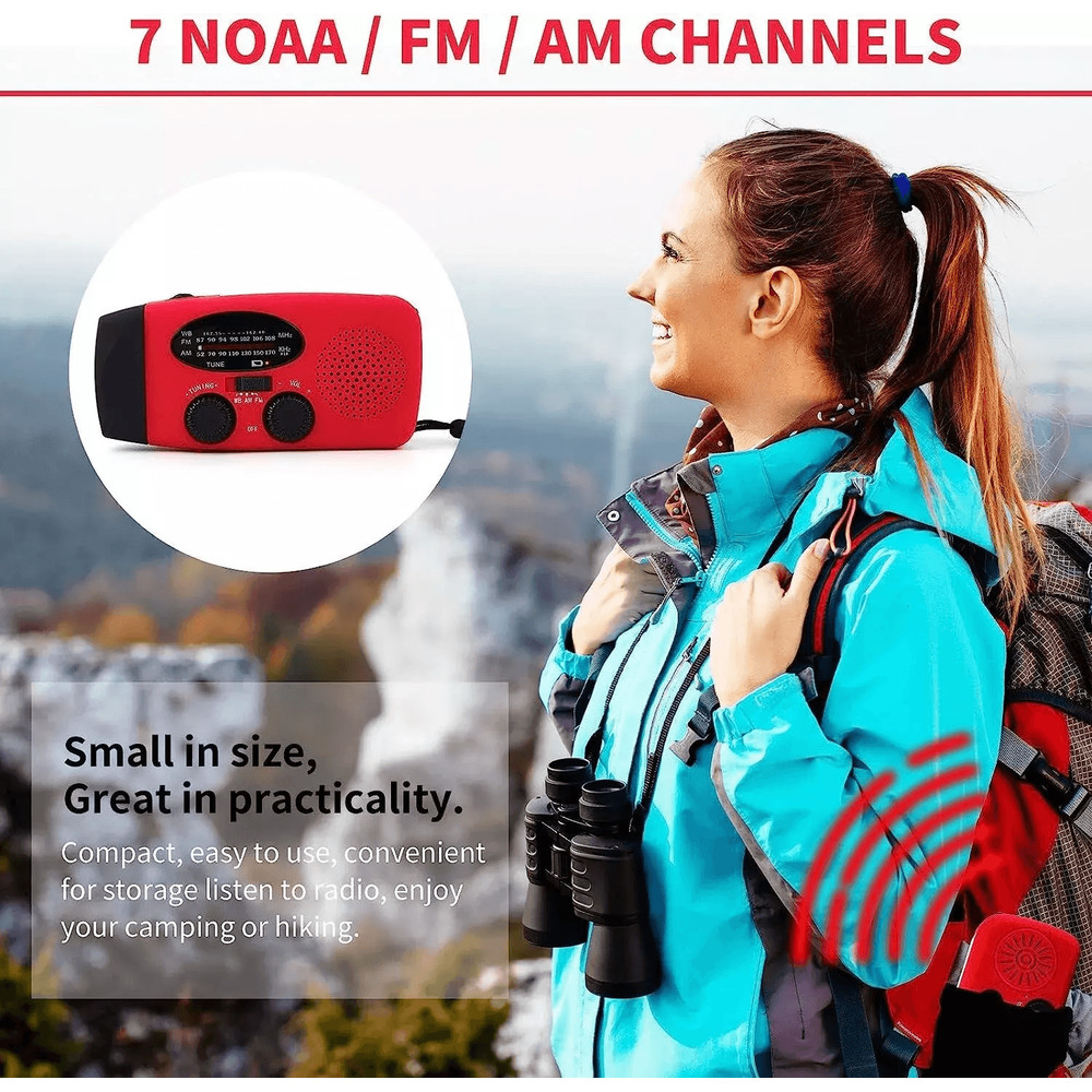 Emergency Radio Crank Solar Hand Weather 1000mAh Power Bank Charger Flashlight Portable Survival G 1