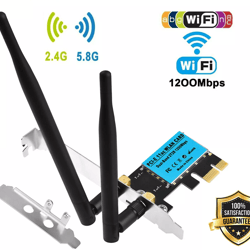 dual band pci-e card wifi adapter, high-speed wireless pcie network card for desktop pc, low profile bracket