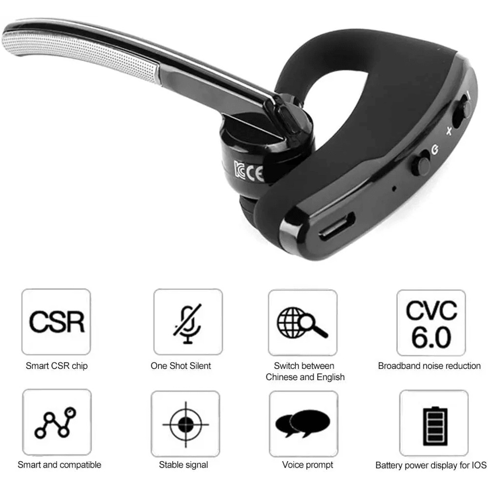 Wireless Bluetooth Headset With Noise Cancelling Mic Ideal Earpiece For Truck Drivers Call Centers 11