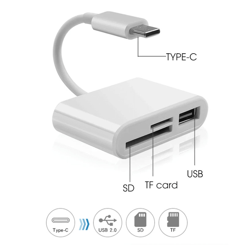 USB Hub Converter TypeC Adapter SD Card Reader For MacBook Pro Laptop Chromebook USBC Devices 13