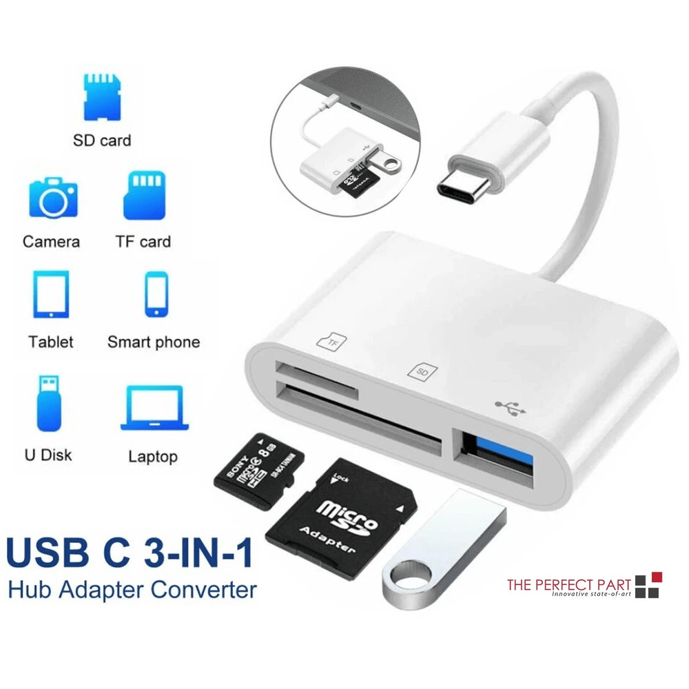 USB Hub Converter TypeC Adapter SD Card Reader For MacBook Pro Laptop Chromebook USBC Devices 0