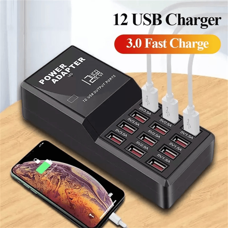 Multi Port USB Charging Station Hub USB Desktop Wall Charger Organizer For Phones Tablets Smart Dev 7