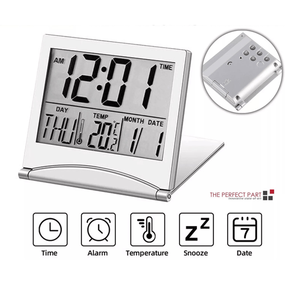 Digital Travel Alarm Clock Compact Foldable LCD Clock With Temperature Display Timer For Desk Home 0