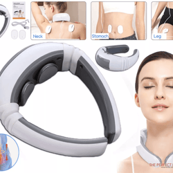 electric cervical pulse neck massager, smart muscle relax massage device with magnetic therapy & 8 modes for pain relief