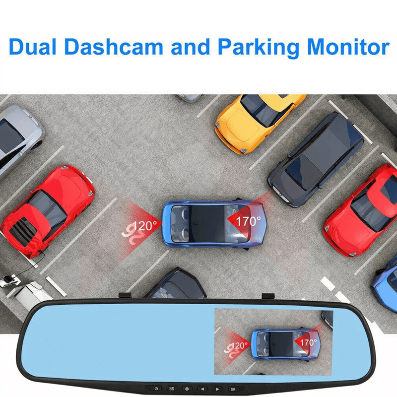 HD Rearview Mirror Car DVR Dual Dash Cam Camera Front And Rear Video Recorder With Backup Cam Park 2