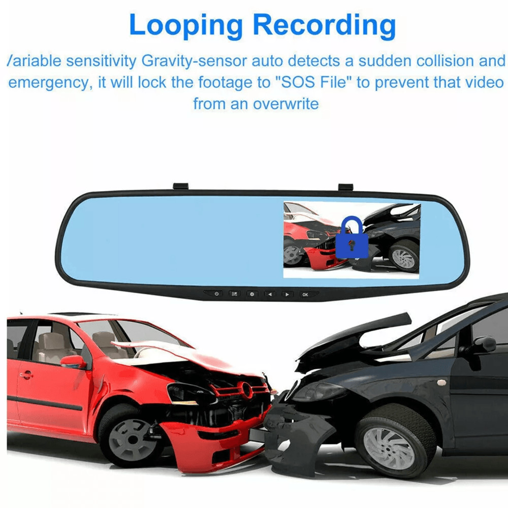 HD Rearview Mirror Car DVR Dual Dash Cam Camera Front And Rear Video Recorder With Backup Cam Park 5