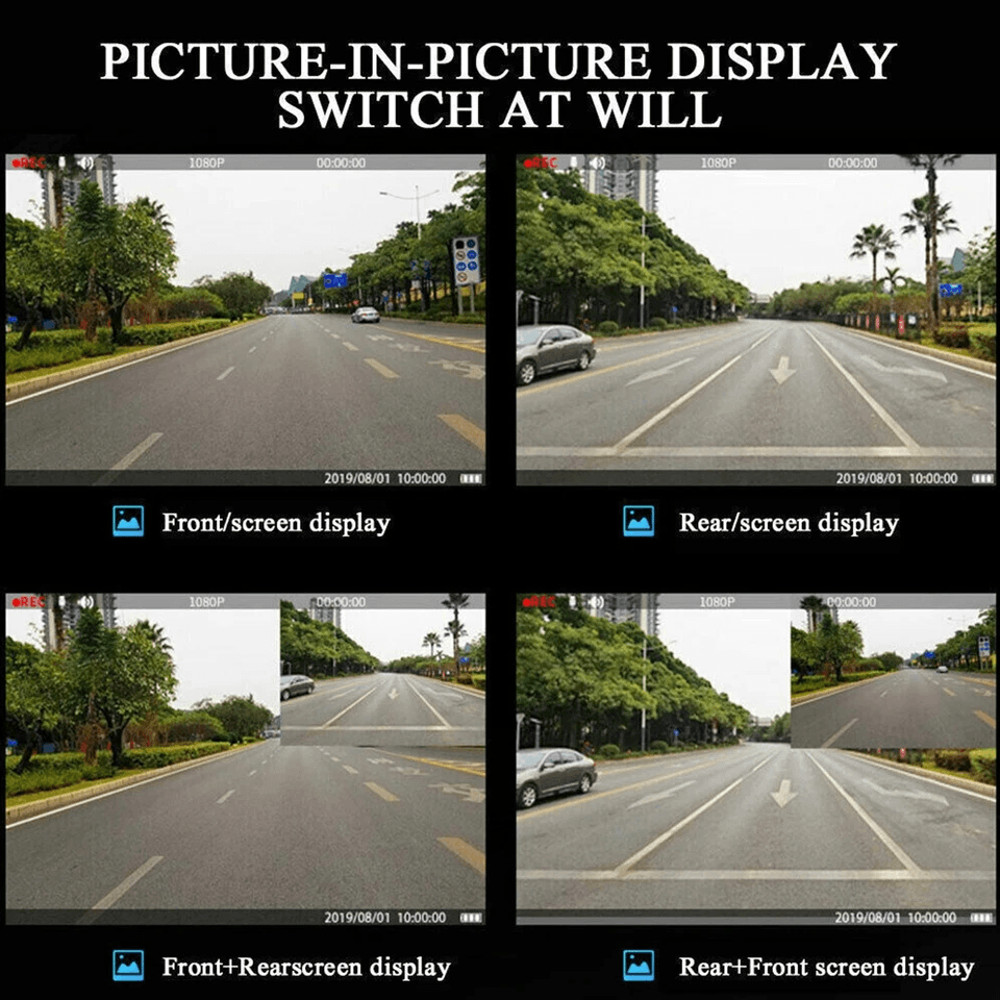 HD Rearview Mirror Car DVR Dual Dash Cam Camera Front And Rear Video Recorder With Backup Cam Park 3