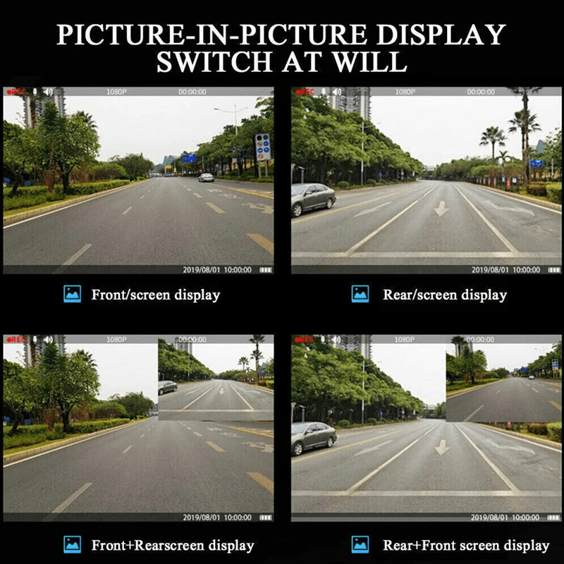 HD Rearview Mirror Car DVR Dual Dash Cam Camera Front And Rear Video Recorder With Backup Cam Park 3