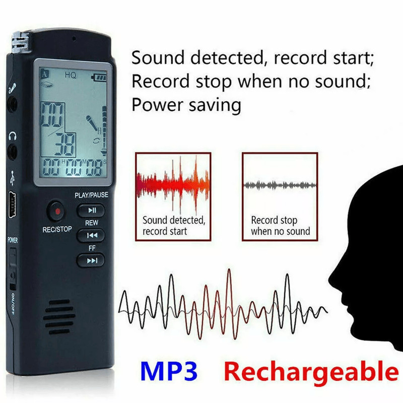 Compact Dictaphone Audio MP3 Sound Mini Recorder Player VoiceActivated Lecture Digital Voice Record 7