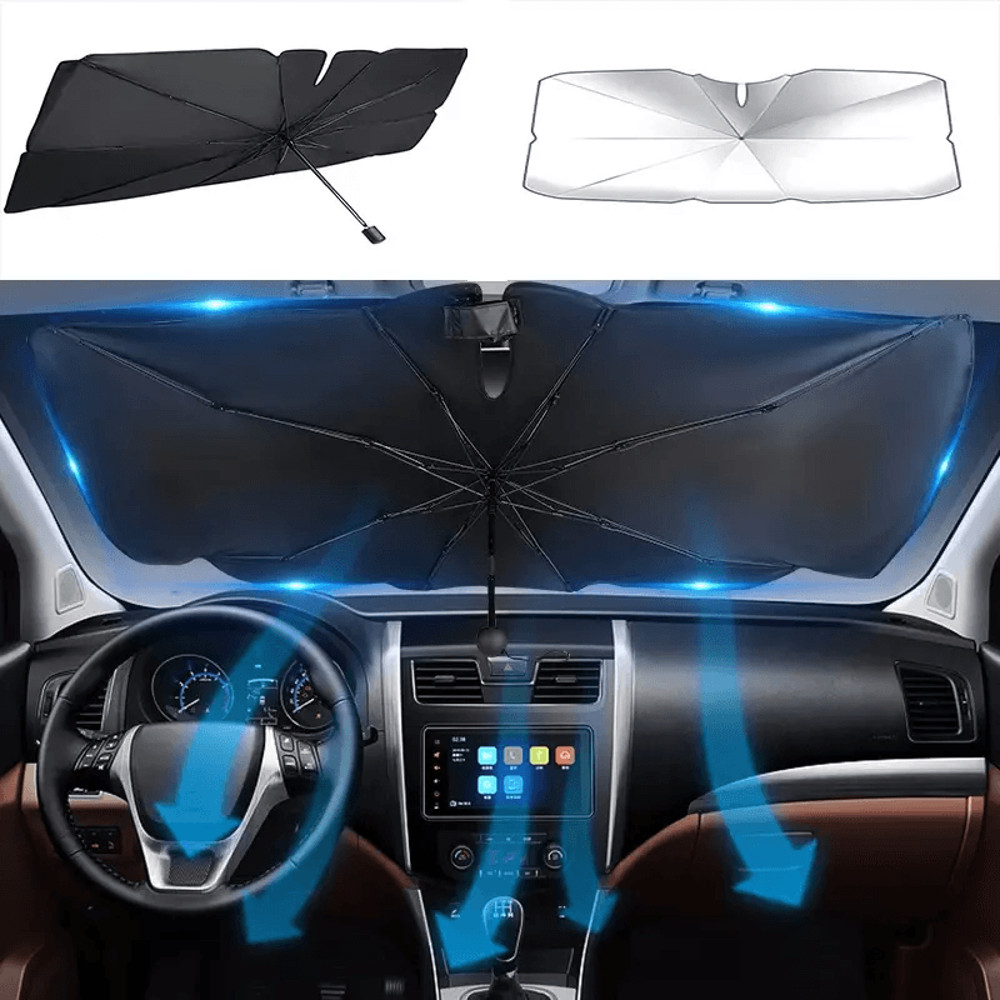 Car Windshield Sun Shade Foldable Umbrella Front Window Visor Cover For UV Protection 1