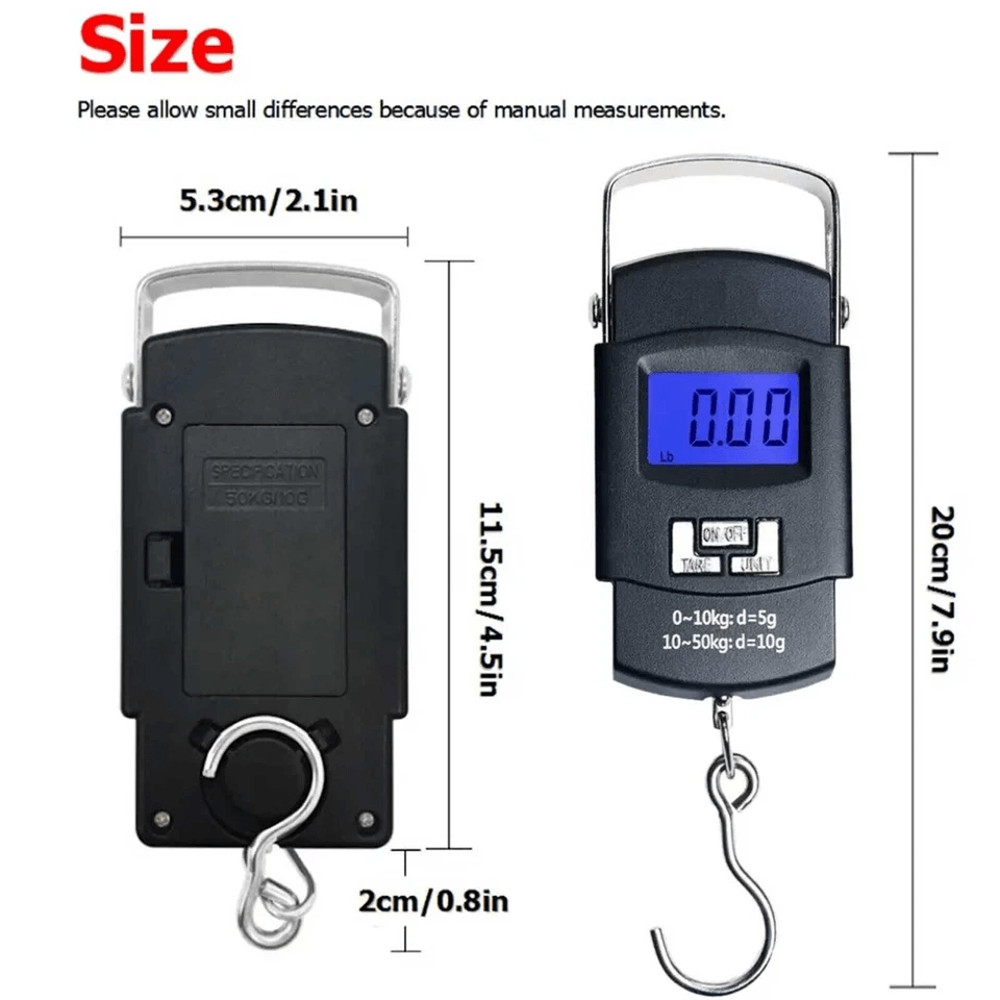 Digital Hanging Luggage Scale Portable LCD Electronic Travel Scale With Rotating Hook Backlight Hi 9