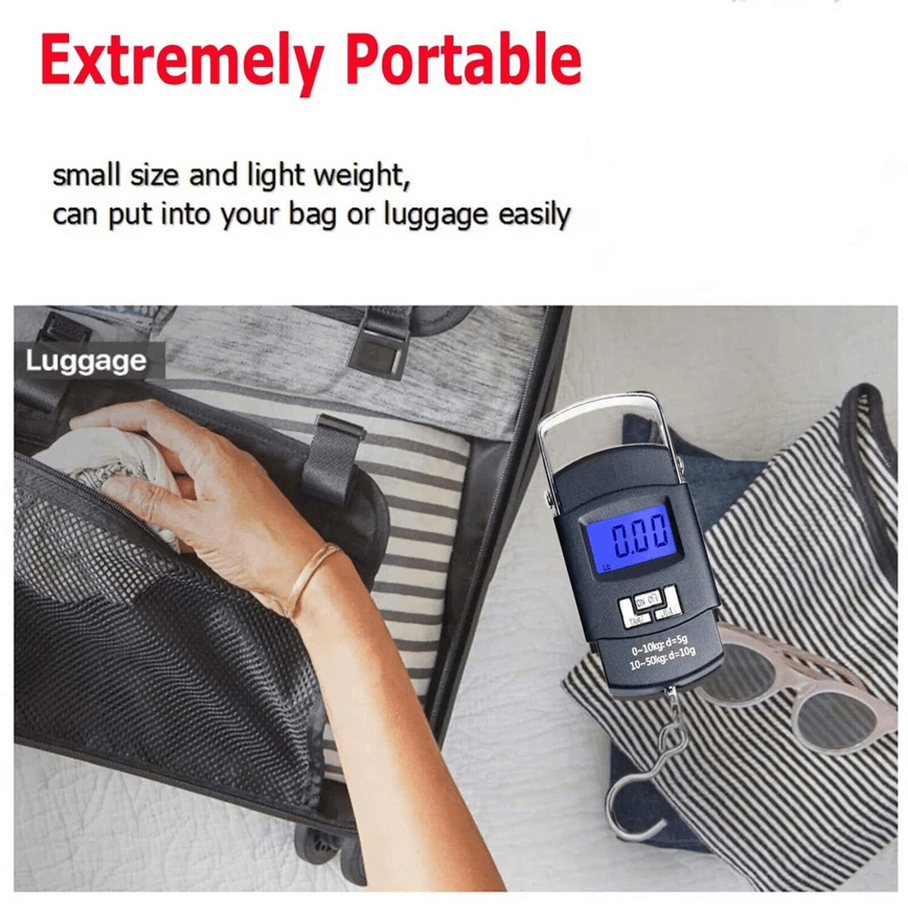 Digital Hanging Luggage Scale Portable LCD Electronic Travel Scale With Rotating Hook Backlight Hi 2
