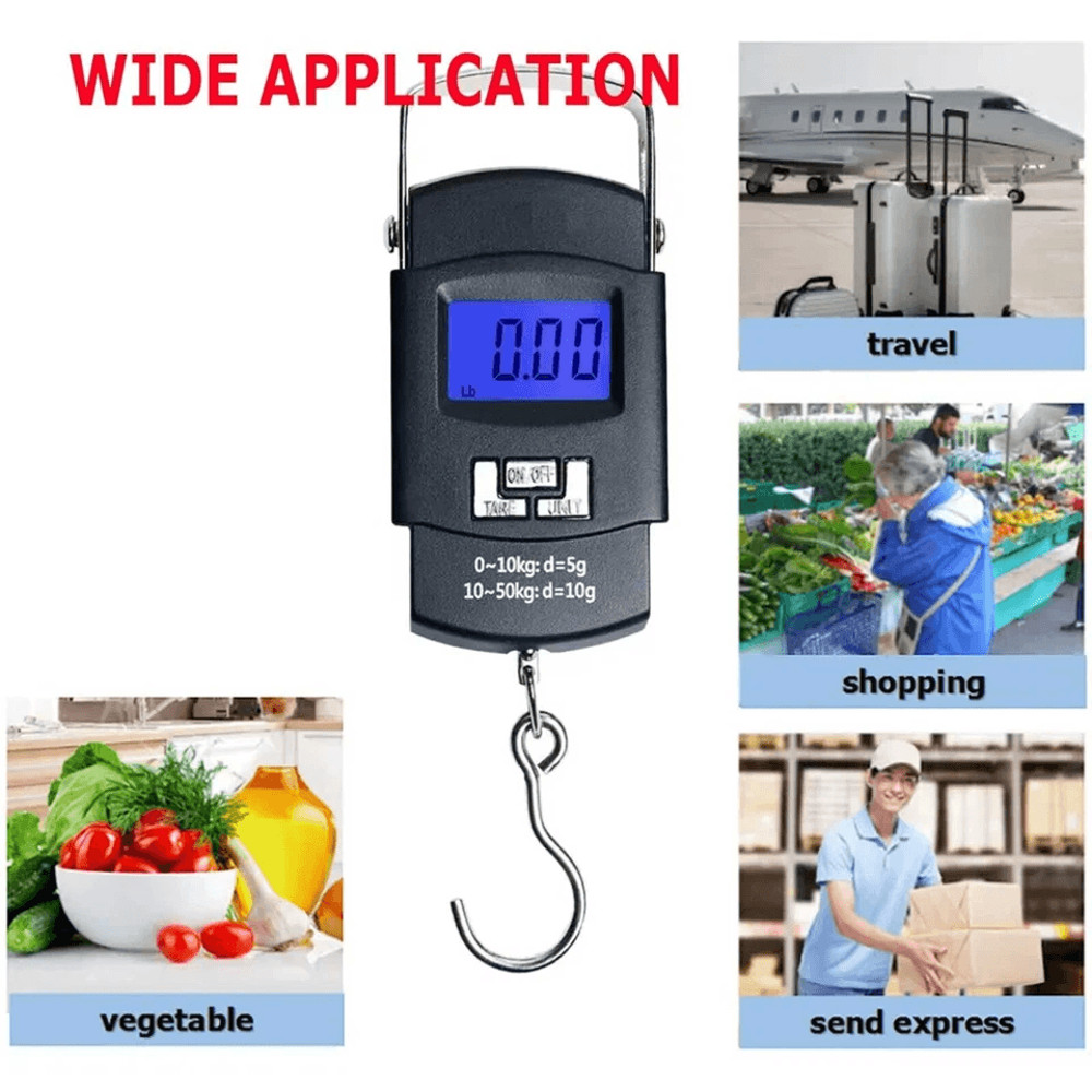 Digital Hanging Luggage Scale Portable LCD Electronic Travel Scale With Rotating Hook Backlight Hi 1