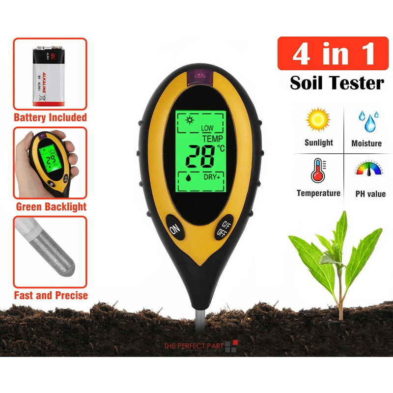 Professional LCD Digital Soil Tester PH Water Moisture Temperature Sunlight Sensor Ideal For Garden 0