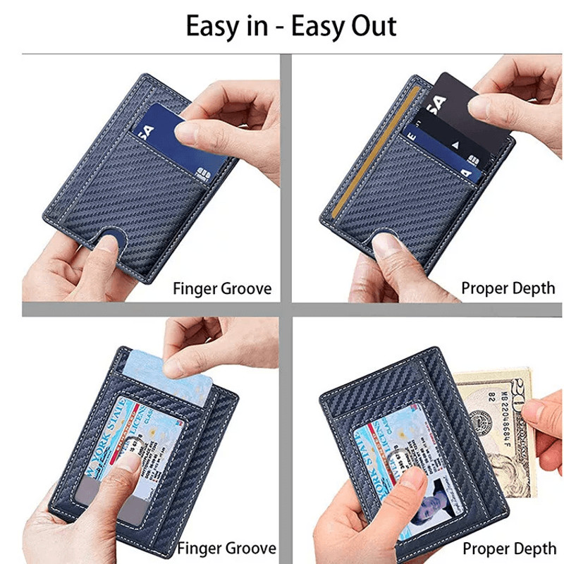 Mens Leather Slim Wallet RFID Blocking Credit Card Holder With ID Window Money Pocket 1