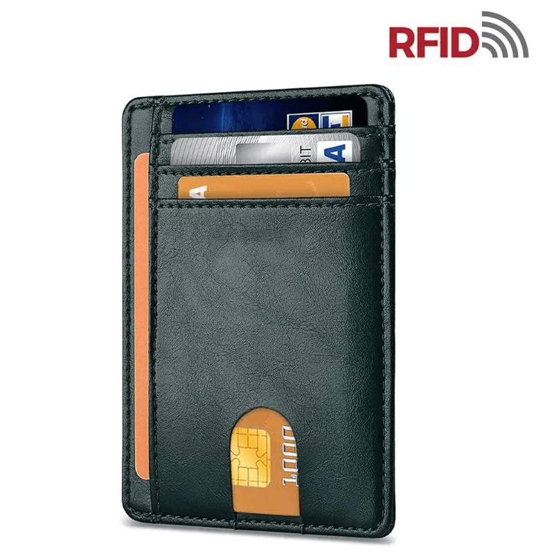 Mens Leather Slim Wallet RFID Blocking Credit Card Holder With ID Window Money Pocket 4