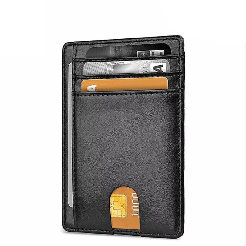 Mens Leather Slim Wallet RFID Blocking Credit Card Holder With ID Window Money Pocket 8