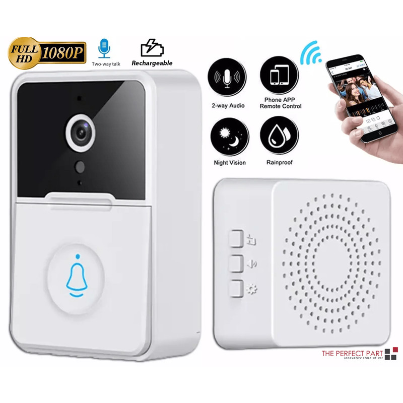 Wireless Security Smart WiFi Doorbell With Intercom Video Camera 2Way Audio Chime Door Ring Bell F