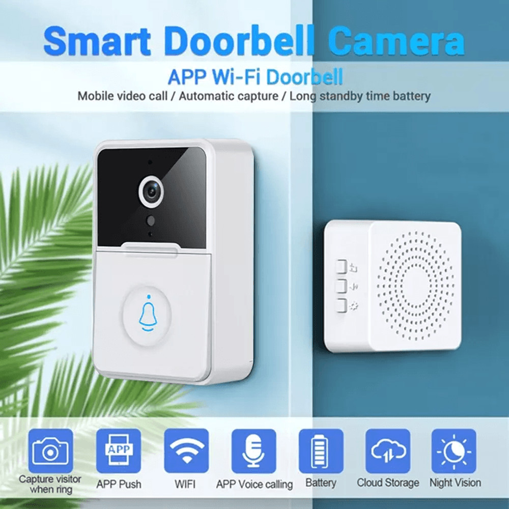 Wireless Security Smart WiFi Doorbell With Intercom Video Camera 2Way Audio Chime Door Ring Bell F